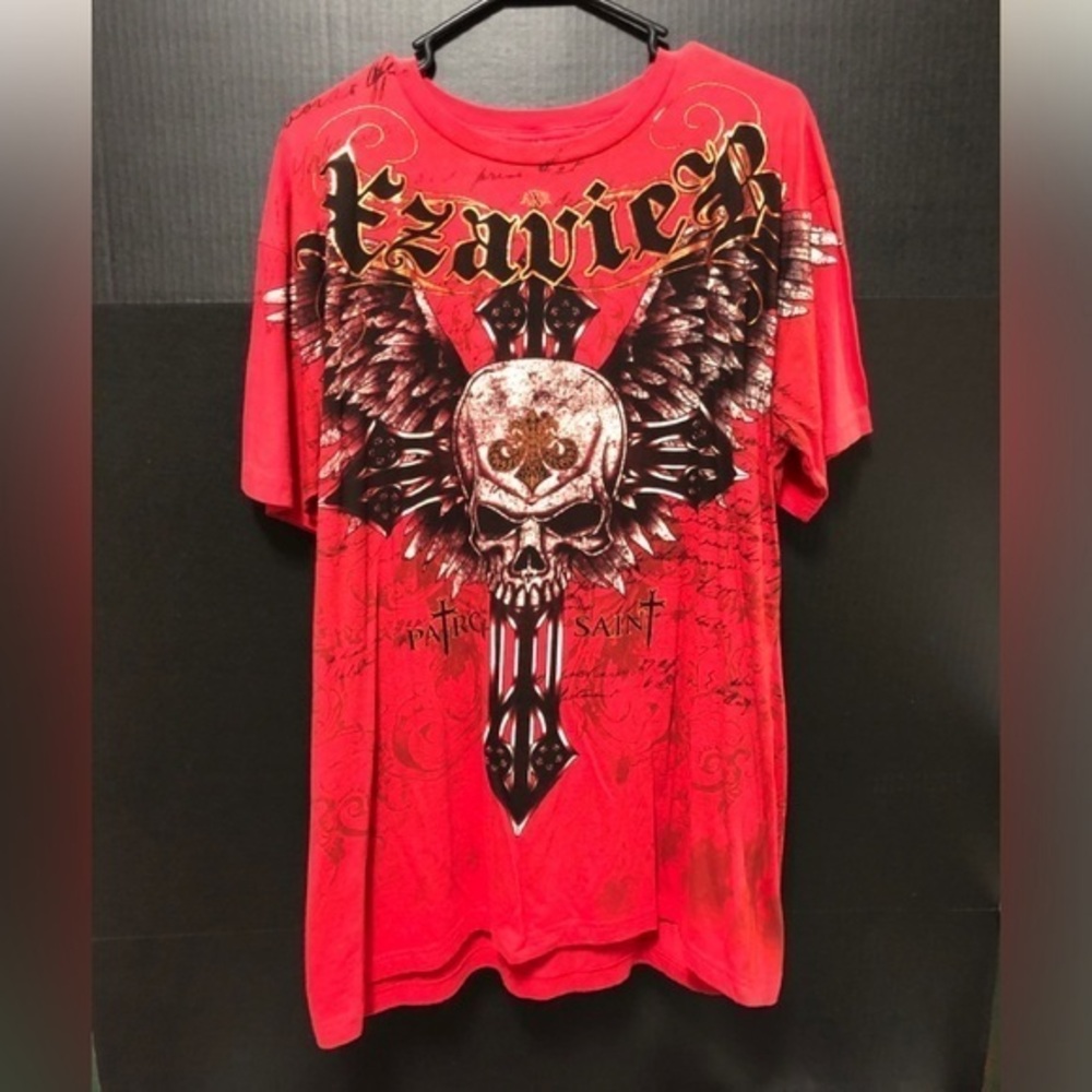 💫Xzavier Red Unforgiven Distressed Cotton T-shirt